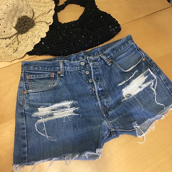 Levi's Pants - Levi’s 501 Distressed Festival Denim Cutoff Shorts
